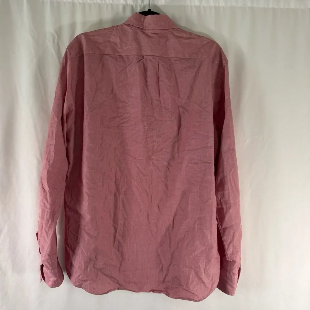 J. Crew 100's 2-PLY Yarns Dress Shirt Men's Large Red Long Sleeve Button Up